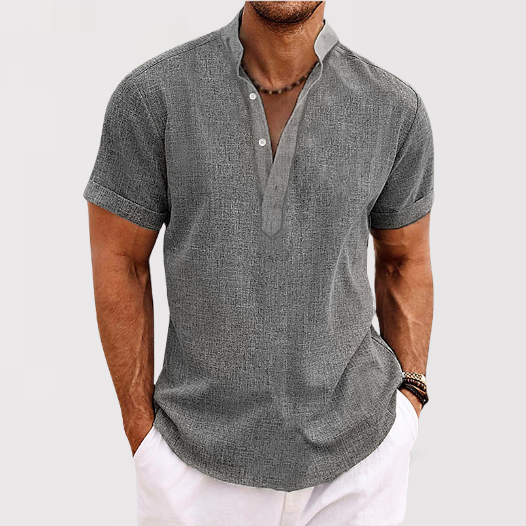 FLAVIO | コットンリネンヘンリーネック