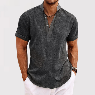 FLAVIO | コットンリネンヘンリーネック