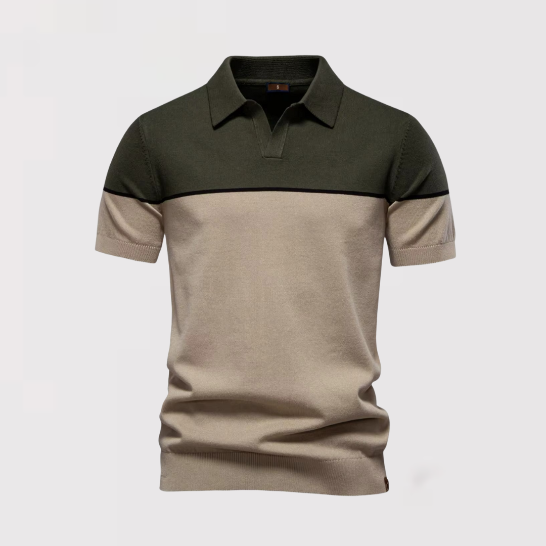 RAYA | ツートーンのボタンなしポロシャツ