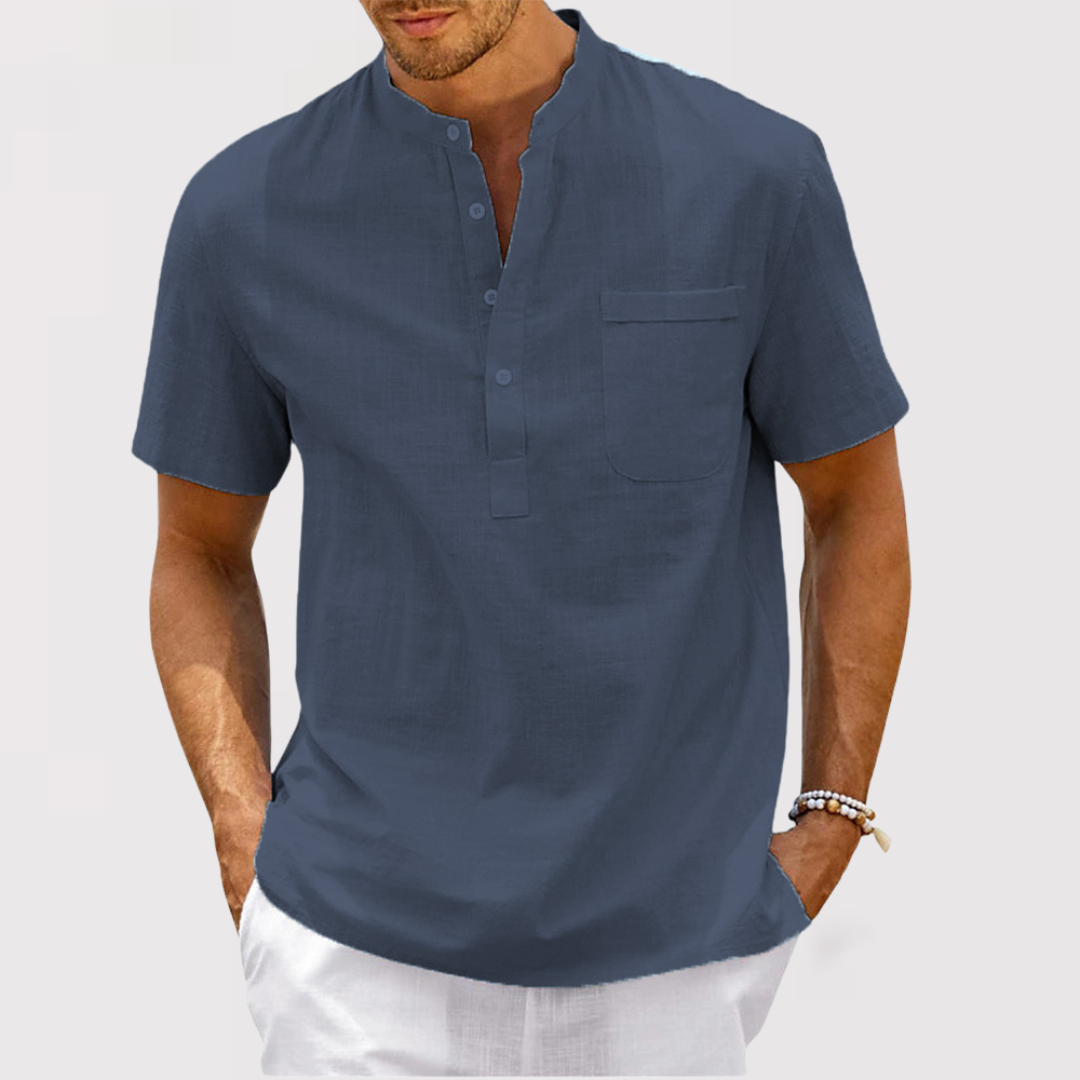 RIALO | ポケット付きヘンリーネックシャツ