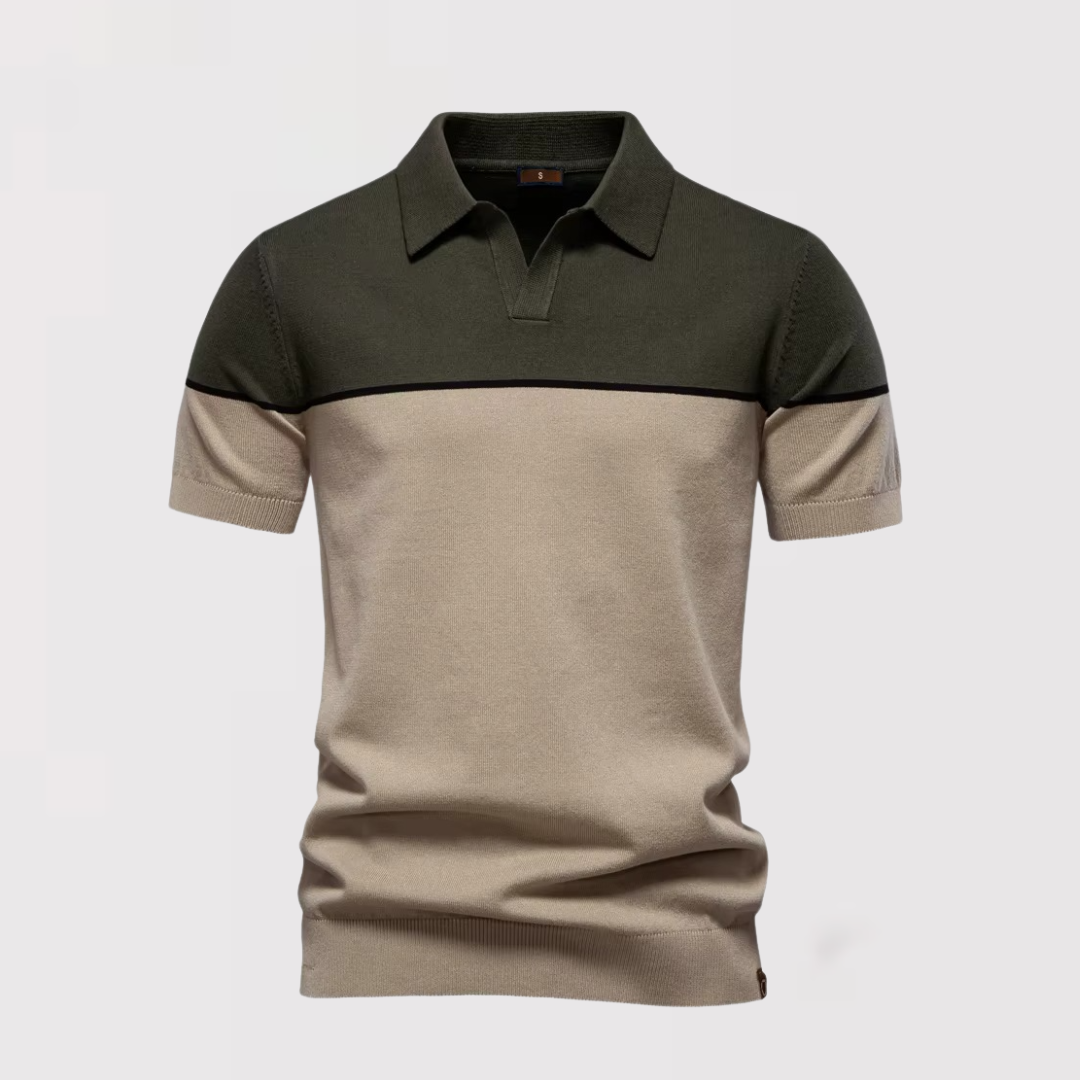 RAYA | ツートーンのボタンなしポロシャツ