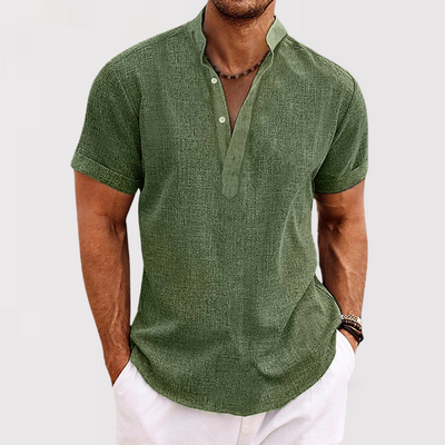 FLAVIO | コットンリネンヘンリーネック