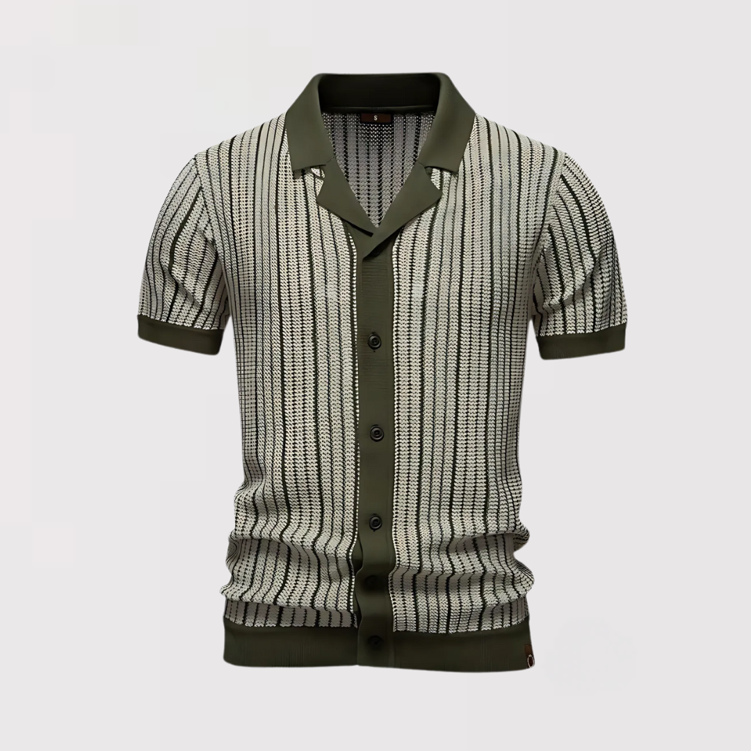 YOSHIMURA | ストライプニットポロシャツ