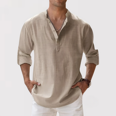 MASSIMO | テクスチャーコットン ヘンリーネックシャツ